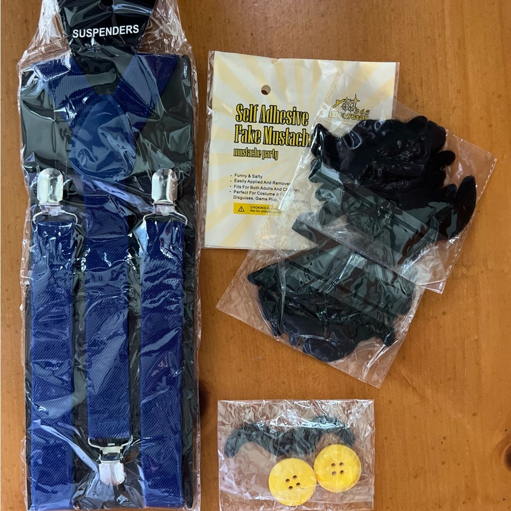 NEW Mario Brothers Blue Suspenders and Costume Accessories Set